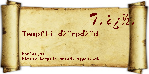 Tempfli Árpád névjegykártya